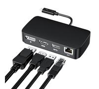 BolAAzuL Thunderbolt Dockingstation Dual Monitor, 4K 60Hz Dock Hub, 4 en 1 MST Hub con cable integrado, DisplayPort 1.2, HDMI 2.0, RJ45, USB 3.0