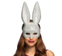 Boland 00231 - Máscara de conejo Bunny Diamant con pedrería y banda elástica, conejo brillante con orejas largas para Carnaval, fiestas temáticas y disfraces