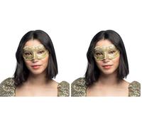 Boland 00338 - Máscara de ojos Venecia Felina, oro, adornos, baile de máscaras, Venecia, carnaval, fiesta temática, disfraz (Paquete de 2)