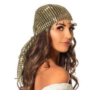 Boland 00460 - Pañuelo para la cabeza de bailarina del vientre, bandana con lentejuelas y monedas, adivina, pirata lady, disfraz, carnaval, fiesta temática (Paquete de 2)