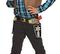 Boland 00581 - Cowboy Halter Doble, diputado, cinturón con Hebilla Dorada, 103 cm, Aspecto Cuero, Carnaval, Halloween, Fiesta temática