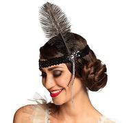 Boland-28310 Gangster Diadema con Plumas Charleston, color negro, Talla única (Ciao Srl 28310)