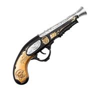 Boland 00694 - Pistola pirata, aprox. 28 cm, plástico, color dorado, plateado y negro, estilo histórico, para carnavales, Halloween, fiestas temáticas, disfraz de bucanero, capitán Jack de Piratas del Caribe