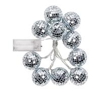 Boland 00768 - Cadena de luces LED con bolas de discoteca, longitud 140 cm, tipo de batería 2 x AA, para decoración de los años 70, carnaval, fiestas temáticas
