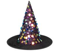 Boland 00909 Sequina - Sombrero de bruja con lentejuelas brillantes, bruja, mago, mago, disfraz, carnaval, fiesta temática