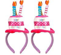 Boland 00940 - Diadema Happy Birthday, Tiara con mini sombrero para cumpleaños, tarta, regalo, sorpresa, fiesta, decoración (Paquete de 2)