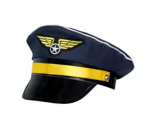 Boland 01253 - Gorra de piloto para adultos, talla ajustable, azul oscuro con dorado, capitán, aviador, profesión, lema fiesta, carnaval