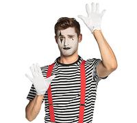 Boland - Guantes blancos, con botón a presión, adulto, costura bordada en el dorso de la mano, Navidad, Papá Noel, carnaval, Halloween, fiesta temática, disfraz, teatro