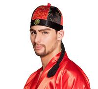 Boland 04219 - Sombrero mandarín con pelo, gorra, tocado, asiático, chino, japonés, disfraz, carnaval, fiesta temática (Paquete de 2)