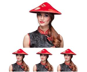Boland 04234 - Sombrero Chino Changchang, rojo, Asia, terciopelo, caracteres chinos, tocado, carnaval, fiesta temática