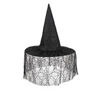 Boland -10232490 Sombrero de bruja Seda con velo para adultos, negro, talla única, 97002