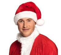 Boland 13437 - Gorro de Papá Noel de peluche rojo y blanco con pompón blanco, para hombre y mujer, Navidad, carnaval, fiesta temática