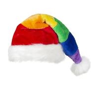 Boland 13443 - Gorro de Papá Noel arcoíris con flecos largos y pompón blanco, para Navidad, carnaval, fiesta temática