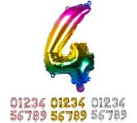 Boland 21984 - Globo de plástico con el número 4, tamaño 36 cm, colores del arco iris, globo, aire, cumpleaños, aniversario, aniversario, año de vida, fiesta sorpresa, cumpleaños infantiles, decoración