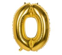 Boland 22020 - Globo foil Número '0' Oro 86 cm, Oro, Globo de Número, Globo, Aire, Cumpleaños, Aniversario, Cumpleaños Infantil, Regalo