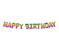Boland 22159 - Guirnalda de globos con texto "Happy Birthday", tamaño 30 x 800 cm, 13 globos de letras, aptos para aire y helio, incluye pajita para inflar, decoración, regalo, cumpleaños