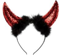 Boland 29698 Diadema Diadema Diablo Glitter Cuernos, Rojo, Talla Única