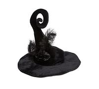 Boland 30793 Duvessa - Sombrero de bruja, color negro, talla única | Sombrero de bruja con plumas y flor, disfraces, Carnaval, Halloween y fiestas temáticas, hechiceros, magos