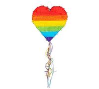 Boland 30965 - Piñata Arco Iris Corazón Tamaño 37 x 36 x 7,5 cm para rellenar con caramelos y confeti, fiesta divertida, cumpleaños, regalo