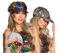 Boland 33004 - Gorro Rainbow switch, lentejuelas reversibles, arco iris/plata, accesorio para la cabeza, gorra, fiesta temática, carnaval