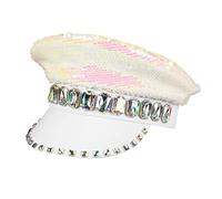 Boland 33021 Sandy Candy - Gorro con lentejuelas reversibles, diseño de estrella rockera, color blanco y plateado