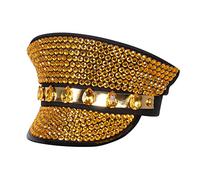 Boland 33023 - Gorro Sunny Vibes Negro Dorado con Piedras de Rock Star Punk Lady Sombrero Disfraz Carnaval Fiesta Temática