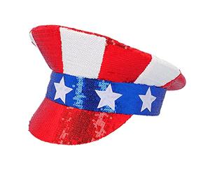 Boland 33031 - Sombrero USA con lentejuelas, estrellas y rayas, América, sombrero para disfraz, disfraz de carnaval