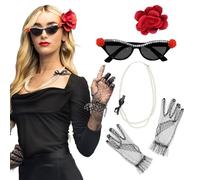 Boland 33218 - Set vintage de los años 50, accesorios de disfraz para mujer, complementos rockabilly para disfraces de Carnaval y fiesta temática