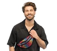 Boland 36028 - Riñonera neón UV con efecto leopardo, se ilumina con luz negra, bolsillo ajustable con cremallera para festivales, Carnaval, fiestas temáticas