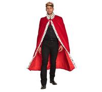 Boland 36101 - Abrigo de rey deluxe, túnica de 130 cm de largo, rojo-blanco-negro, piel falsa punteada, aspecto de armiño, casa real, gobernante, carnaval, fiesta de disfraces, fiesta temática