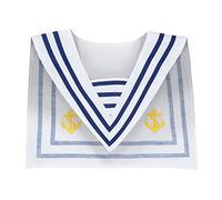 Boland 44354 - Cuello de marinero, blanco-azul con ancla amarilla bordada, marinero, capitán, barco, accesorio, disfraz, carnaval, fiesta temática