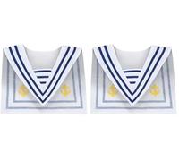 Boland 44354 - Cuello de Marinero, Blanco-Azul con Ancla Amarilla Bordada, Marinero, capitán, Barco, Accesorio, Disfraz, Carnaval, Fiesta temática (Paquete de 2)