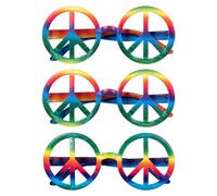Boland 44541 - Juego de 3 gafas de fiesta hippie para adultos, gafas multicolores con signo de la paz unisex, 60, Flower Power, Carnaval, Carnaval, Carnaval, Carnaval, Carnaval, Carnaval