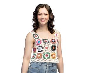 Boland 44590 - Top de ganchillo con flores, talla M/L, camiseta sexy para discoteca o fiesta, disfraz para carnaval y fiesta temática