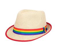 Boland 44634 - Sombrero de paja arco iris Orgullo, Progreso, LGBTQ, Sombrero, Accesorios de Disfraces para CSD, Carnaval y Mottoparty
