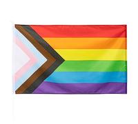 Boland 44661 - Bandera LGBTQ Progress, 90 x 150 cm, Orgullo, Arco Iris, CSD, decoración colgante, decoración de fiesta para carnaval y fiesta temática