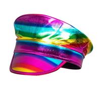 Boland 44737 - Gorro de Capitán Rainbow, Holographic, arco iris, Parade, San calle, día de la calle, botón de baño, fiesta temática, carnaval