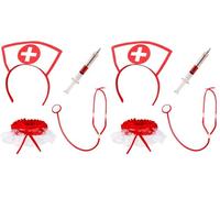 Boland 44803 - Set de Enfermera Sexy, con Cinta para el Pelo, Estetoscopio, Liga y bolígrafo jeringa, Asistente de médico, Doctor, profesión, Disfraz, Fiesta temática, Carnaval (Paquete de 2)