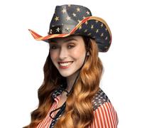 Boland 44978 - Sombrero de vaquero USA con cinta, sombrero western para fiestas temáticas o carnaval, accesorios para disfraces de carnaval y despedidas de soltero