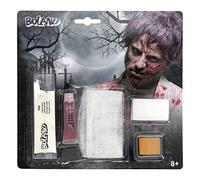 Boland - 45077 - Set de Maquillaje Zombie, látex líquido 7 ml, Sangre Falsa 3,5 ml, Esponja, Tela 15 x 15 cm, Pintura Facial 1 g, Maquillaje, Carnaval, Halloween