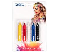 Boland 45101 - Lápices de maquillaje básicos, 5 lápices de maquillaje con dispensador, lápices de cera, disfraz, carnaval, fiesta temática, teatro, colores de maquillaje, Halloween