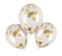 Boland 50915 - Set de globos de confeti de látex, 5 piezas de 30 cm cada una, Eid Mubarak, estrellas doradas, decoración de fiestas, Ramadán