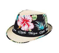 Boland 52226 - Sombrero Ibiza con flores, motivo floral, fiesta en la playa, sombrero para el sol, carnaval, fiesta temática