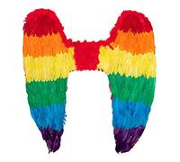 Boland 52836 - Alas arco iris, 1 par, 120 x 120 cm, multicolor, con plumas, alas, loro, colores del arco iris, accesorio, disfraz, disfraz, carnaval, fiesta temática, Christopher Street Day