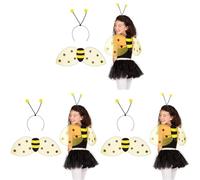 Boland 52852 - Set Abeja, Diadema y alas, tamaño Aprox. 63 x 25 cm, Amarillo-Negro, abejorro, Avispa, Cinta para el Pelo, Accesorios, Carnaval, Fiesta temática (Paquete de 3)