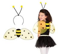 Boland 52852 - Set abeja, diadema y alas, tamaño aprox. 63 x 25 cm, amarillo-negro, abejorro, avispa, cinta para el pelo, accesorios, carnaval, fiesta temática