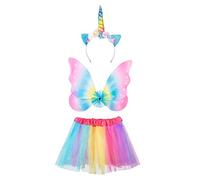 Boland 52874 - Disfraz de Unicornio Hada, Talla única para niños, Falda de Tul, alas de Hadas, Diadema con Orejas, Cuerno y Flores, arcoíris, tutú, Fiesta temática, Carnaval