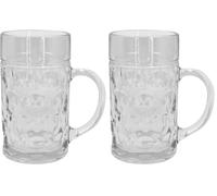 Boland - 54249 - Jarra de cerveza de cristal, 1 litro, jarra de cerveza para fiestas, cumpleaños o festivales de la cerveza, vaso para una pinta de cerveza (Paquete de 2)