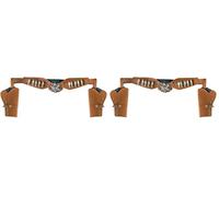 Boland - 54382 - Funda de Pistola Doble Sheriff, Longitud 125 cm, marrón-Plata, cinturón de Vaquero, Salvaje Oeste, Disfraz, Carnaval, Fiesta temática (Paquete de 2)