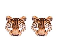 Boland 56731 - Media máscara leopardo, estampado realista, máscara con banda elástica para carnaval o fiesta temática, accesorio para disfraces de animales, disfraces de fantasía (Paquete de 2)